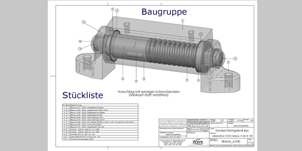 Baugruppenzeichnung mit Stückliste